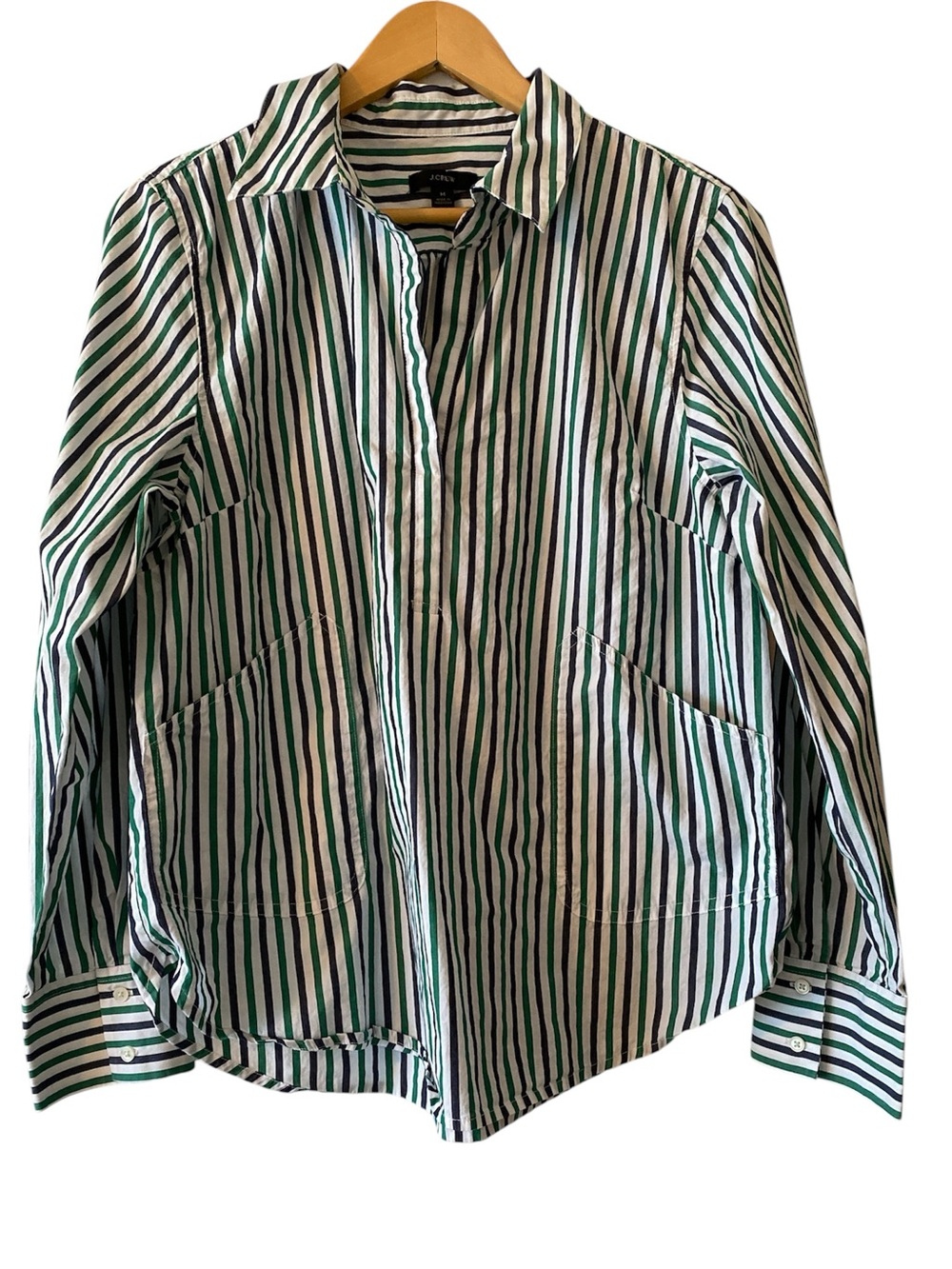 J CREW Cotton poplin popover shirt in mixed stripe